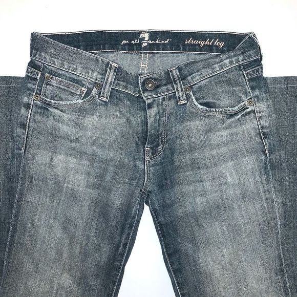 7 for all mankind straight leg rhinestone pocket jeans size25 - Picture 3 of 4